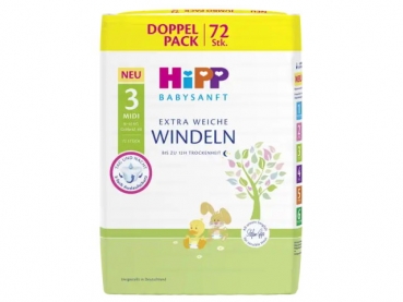 babyneo Hipp Babysanft Windeln Midi 3 6-10 kg Doppelpack 72 St