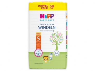 babyneo Hipp Babysanft Windeln Junior 5 11-16 kg Doppelpack 58 St