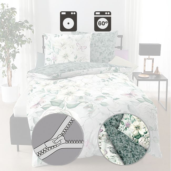 babybutt Kaeppel Mako-Satin Wendebettwäsche "Green Garden" Online Outlet