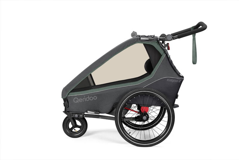 ﻿babyonlineshop Qeridoo Kidgoo 2 Fahrradanhänger Ivy Green mit Joggerfunktion 2023
