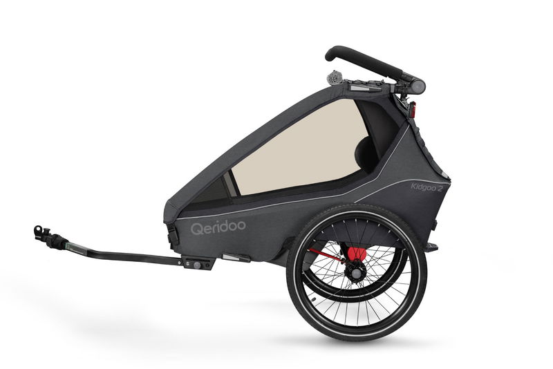 babyonlineshop Qeridoo Kidgoo 2 Fahrradanhänger Steel Grey mit Joggerfunktion 2023