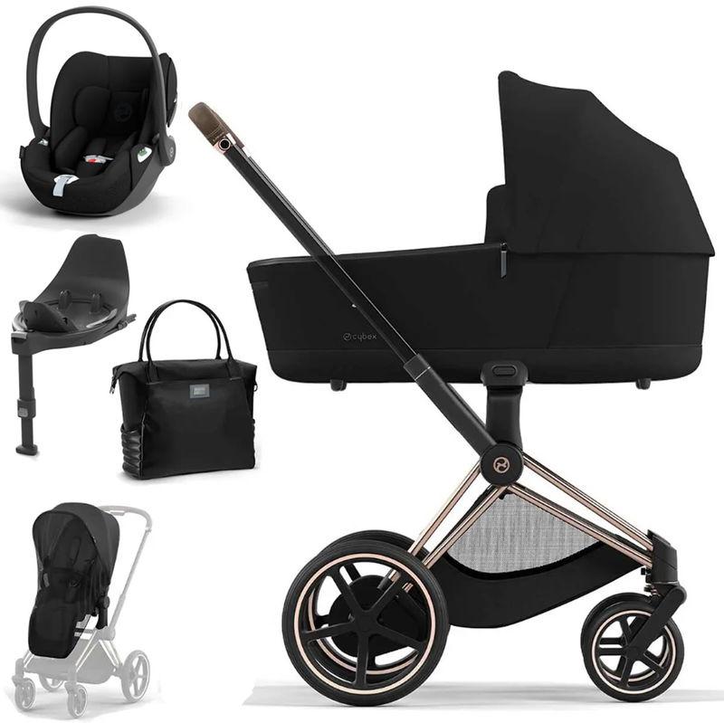 babyonlineshop CYBEX e-PRIAM Kinderwagen Sepia Black Bundle New Generation inkl. 8 Zubehörartikel