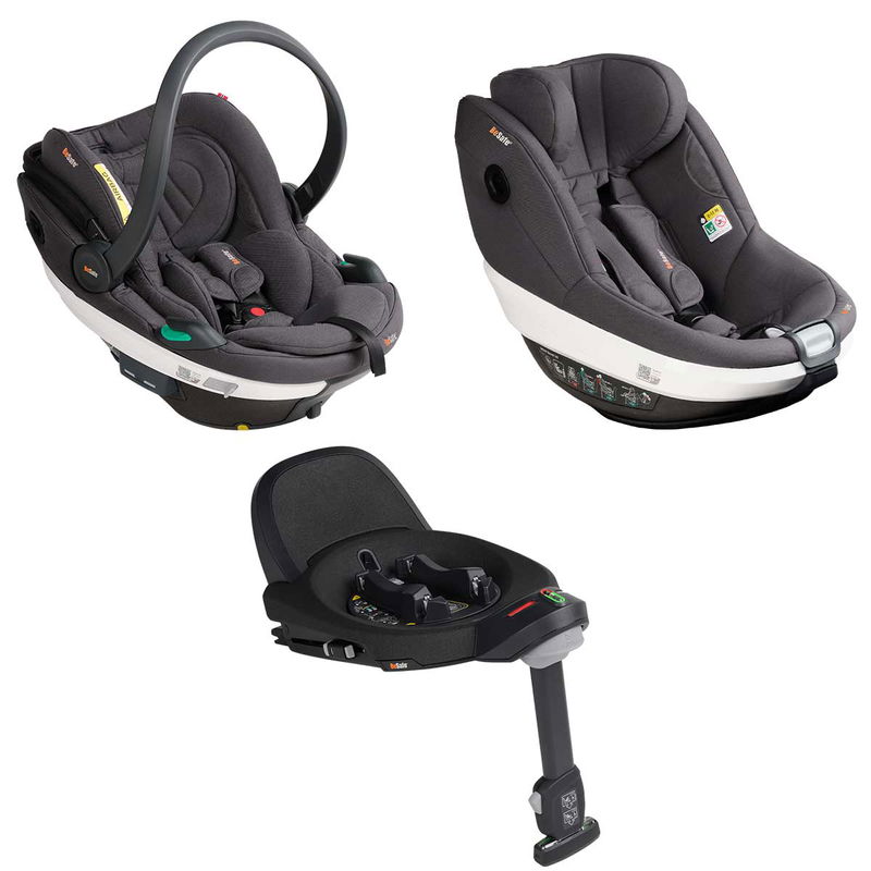 babyonlineshop BeSafe Go Beyond Babyschale und Beyond 360 Autositz mit Base Dark Grey Mélange