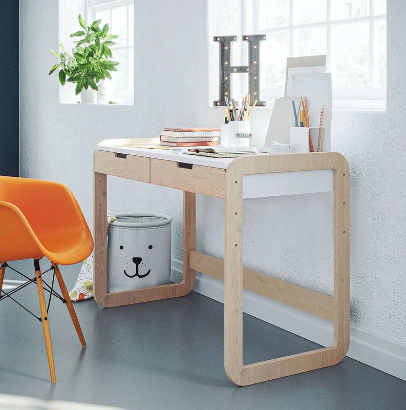 babyonlineshop Nature Kid Laslo Schreibtisch weiß/natur höhenverstellbar