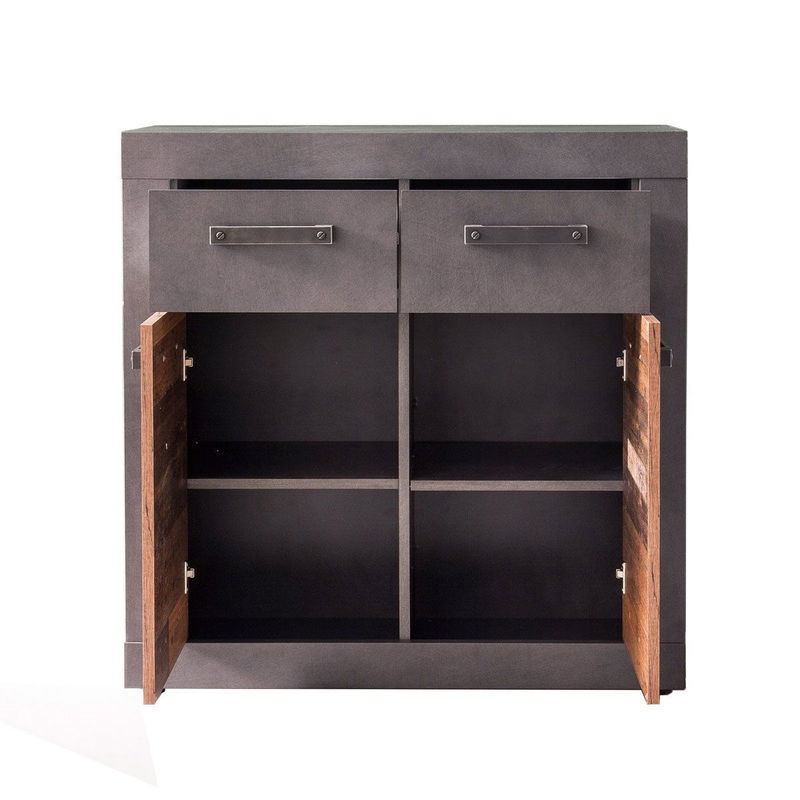 babyonlineshop trendteam Indy Kommode 2 Schubkästen 2 Türen Old Wood / Graphit Grau Valentinstagsangebot
