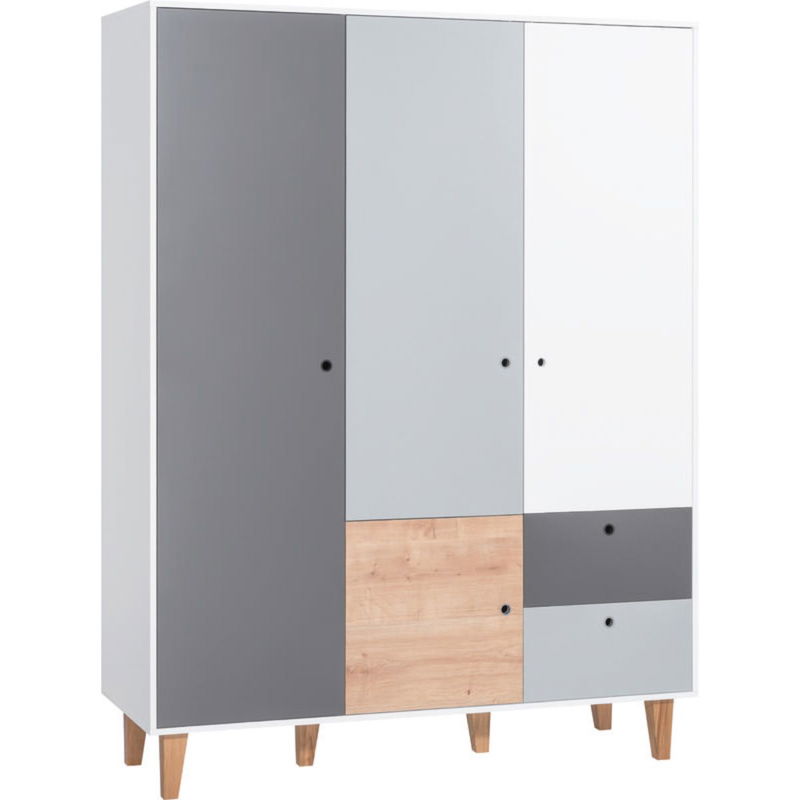 babyonlineshop VOX Concept Baby Kleiderschrank 3-türig oak white/grey/graphite