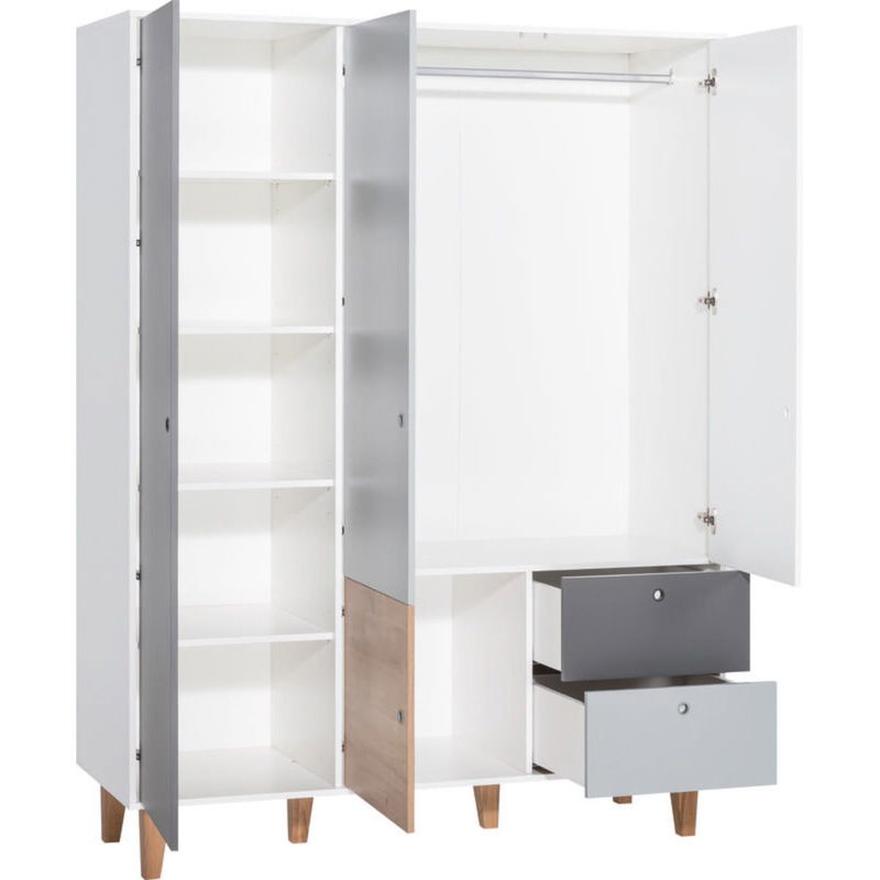 babyonlineshop VOX Concept Baby Kleiderschrank 3-türig oak white/grey/graphite Online Outlet