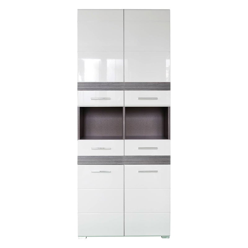 babyonlineshop trendteam Set-One Bad Hochschrank breit Weiß / Rauchsilber