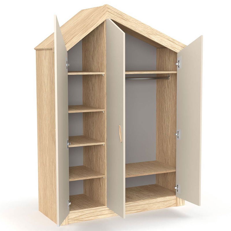 babyonlineshop Nature Kid My House Kinderzimmer natur/grau 5-teilig mit Hausbett Große Rabatte