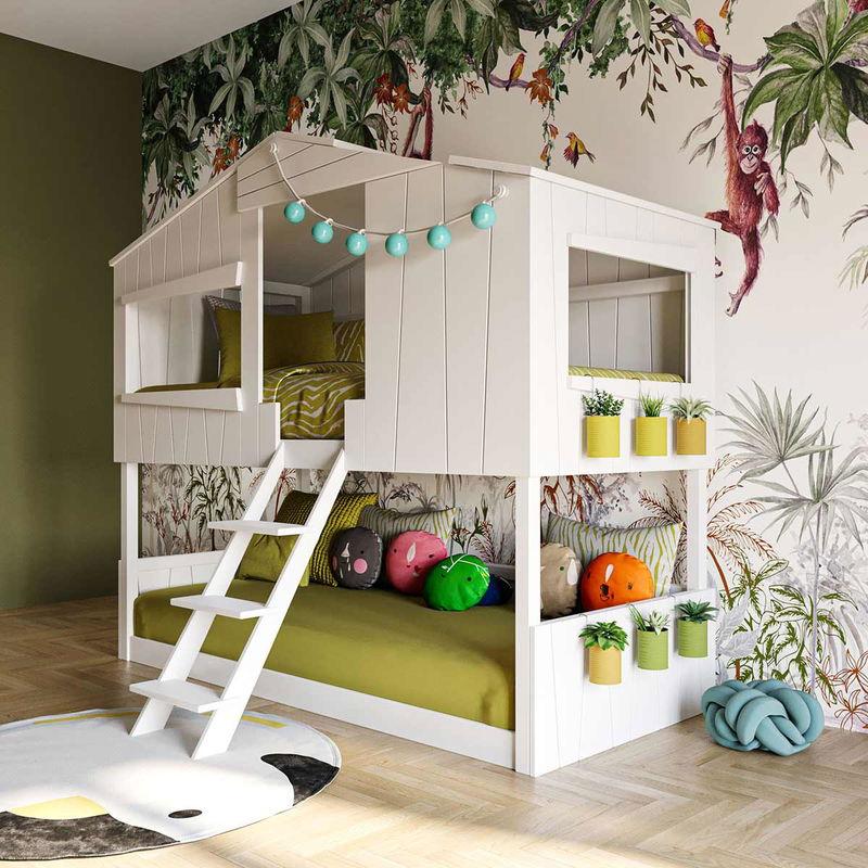 babyonlineshop Artkid Ronja Etagenbett Hüttenbett weiß Liegefläche 90 x 200 cm
