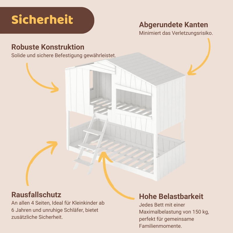 babyonlineshop Artkid Ronja Etagenbett Hüttenbett weiß Liegefläche 90 x 200 cm Neuheiten