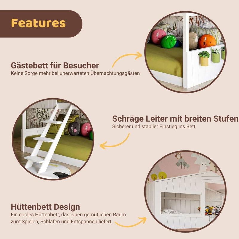 babyonlineshop Artkid Ronja Etagenbett Hüttenbett weiß Liegefläche 90 x 200 cm Neuheiten
