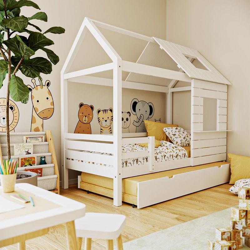 babyonlineshop Artkid Roxy Hausbett weiß 90 x 200 cm inkl. Gästebett