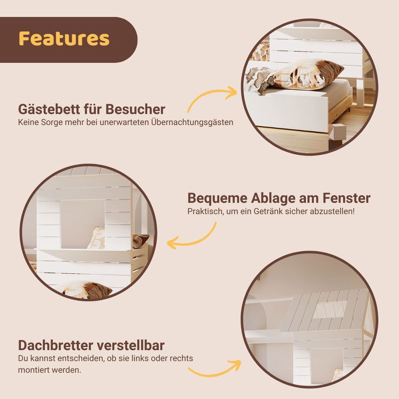 babyonlineshop Artkid Roxy Hausbett weiß 90 x 200 cm inkl. Gästebett Räumungsverkauf