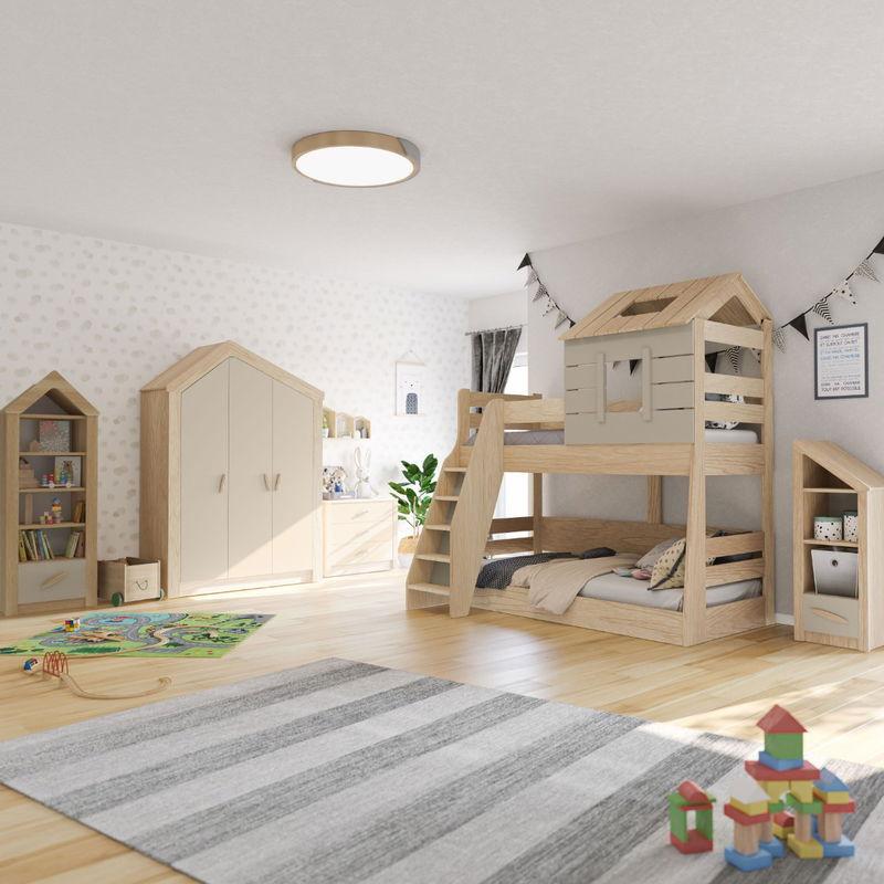 babyonlineshop Nature Kid My House Kinderzimmer natur/grau 5-teilig mit Etagenbett