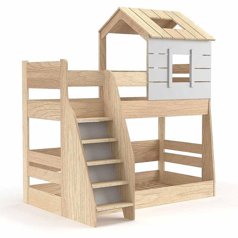 babyonlineshop Nature Kid My House Etagenbett natur/grau Liegefläche 90/100 x 200 cm Sonderangebote