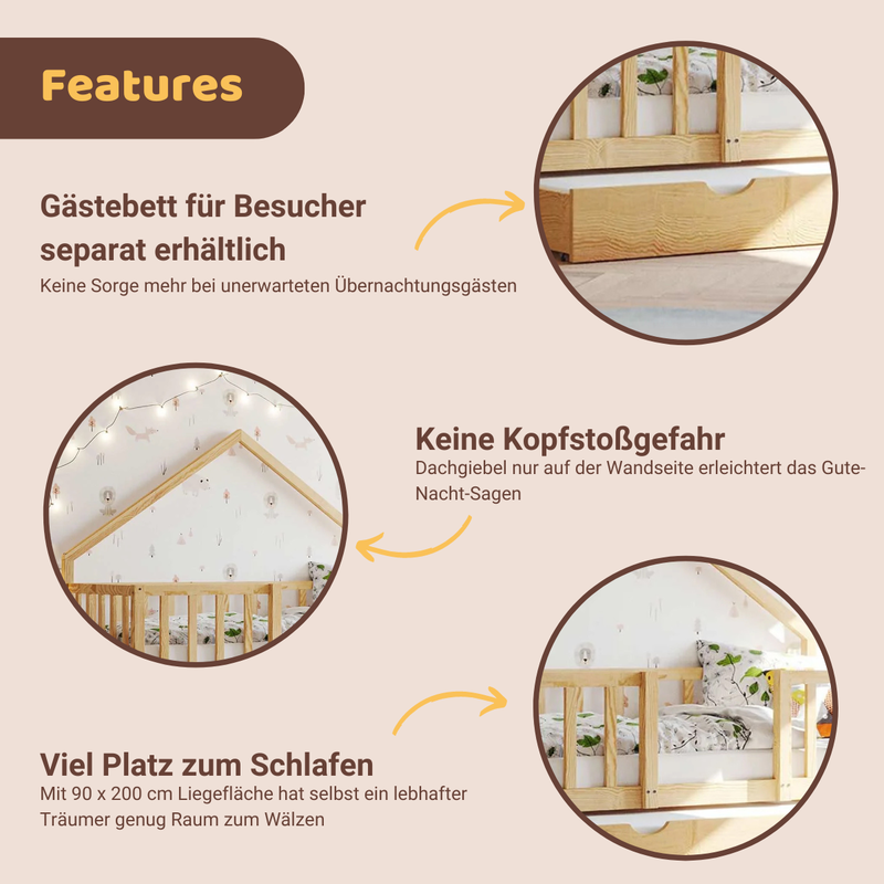 babyonlineshop Artkid William Hausbett natur 90 x 200 cm VIP-Rabatte