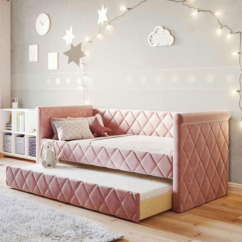 babyonlineshop Nature Kid Vilena Sofabett Velour rosa 90 x 200 cm