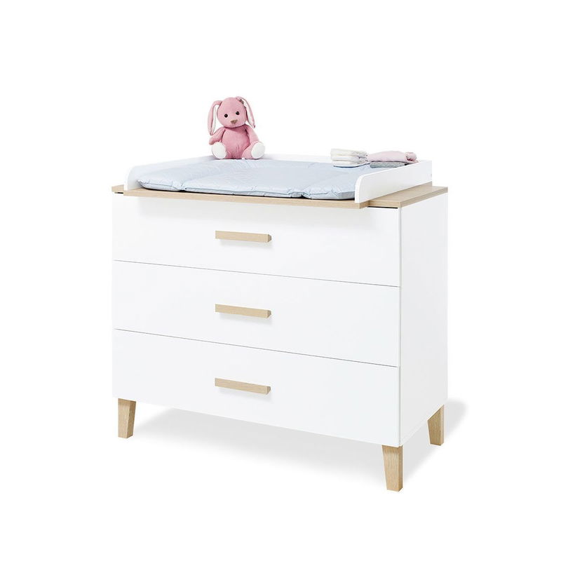 babyonlineshop Pinolino Lumi Kinderzimmer breit groß - 3T Weiß/Eiche Dekor mit Echtholzstruktur Bis zu 50% Rabatt