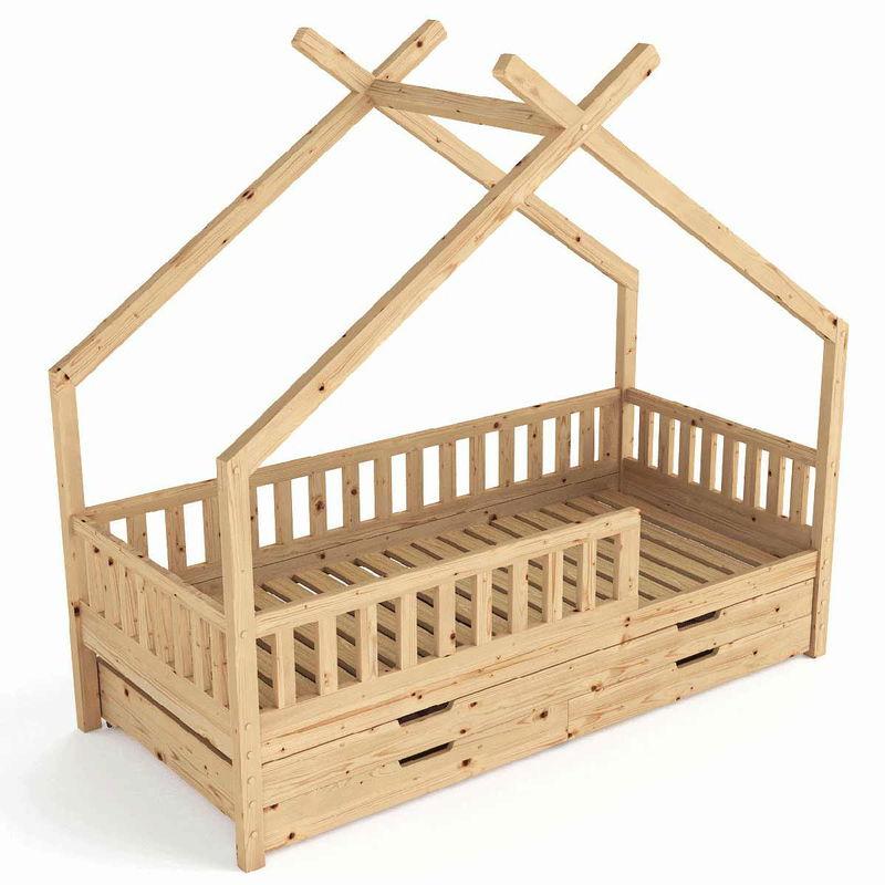 babyonlineshop Nature Kid Clara Hausbett natur 90 x 200 cm inkl. Gästebett und Bettkasten Bis zu 60% Rabatt