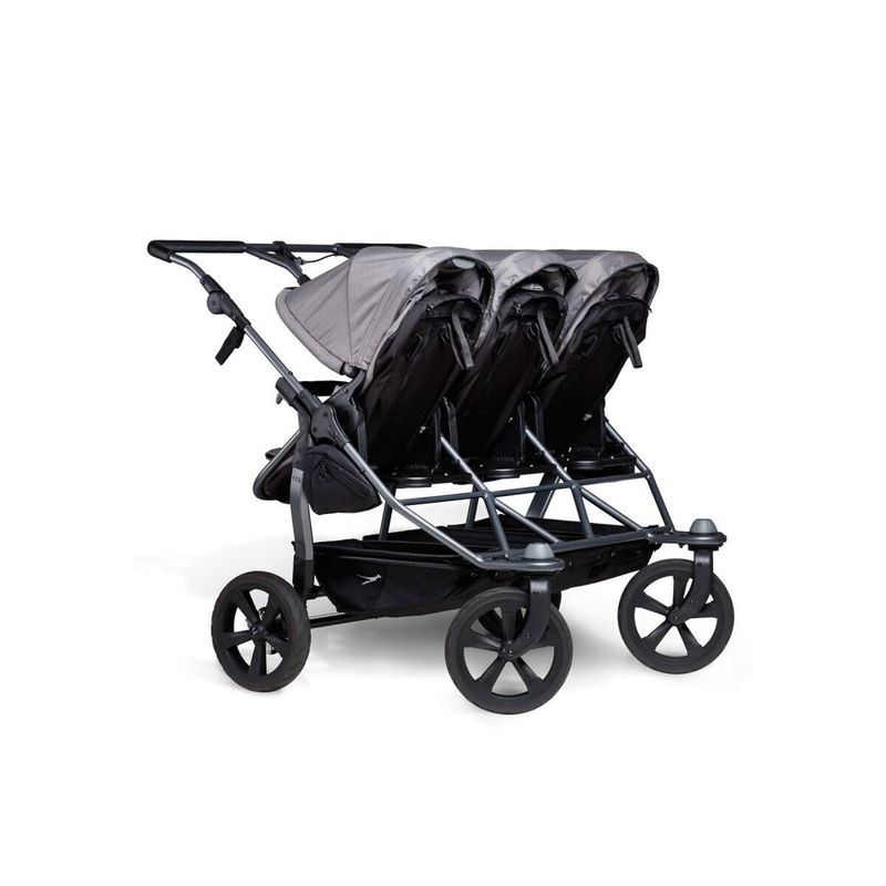babyonlineshop tfk trio Kombi Kinderwagen grau Drillingswagen mit Luftkammerreifen Vierteljährliche Förderung