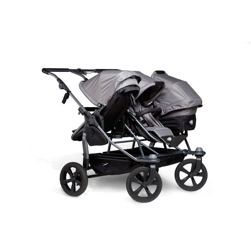 babyonlineshop tfk trio Kombi Kinderwagen grau Drillingswagen mit Luftkammerreifen Vierteljährliche Förderung