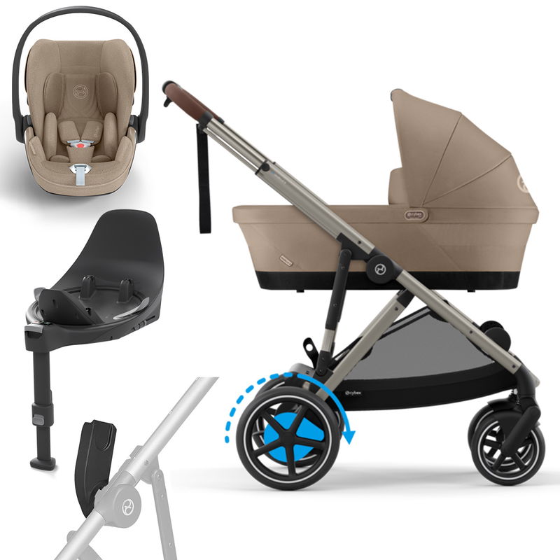 babyonlineshop Cybex eGazelle S Plus Bundle Almond Beige inkl. Babywanne Adapter Base Cloud T i-Size