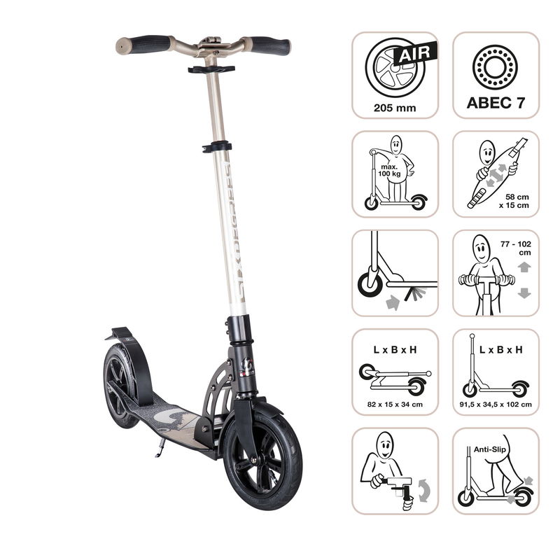 babyonlineshop SIX DEGREES Aluminium Scooter Air 205 mm gold