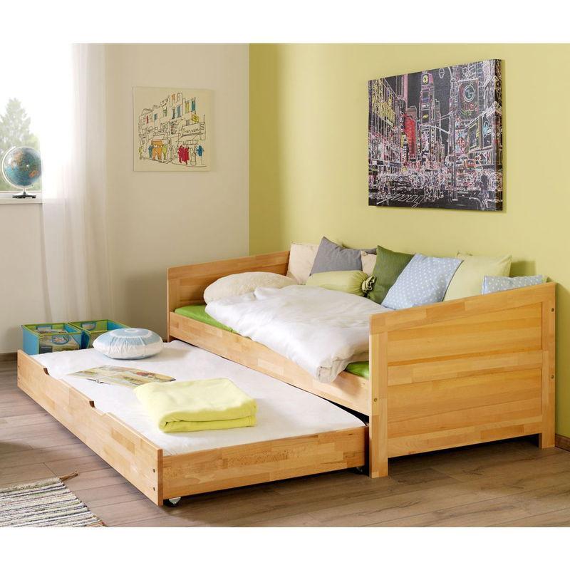 babyonlineshop Relita NINA Einzelbett Buche massiv Natur 90 x 200 cm inkl. Ausziehbett Begrenzte Freigabe