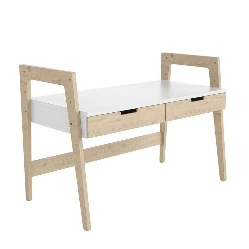 babyonlineshop Nature Kid Cory Schreibtisch weiß/natur höhenverstellbar aus Kiefer und MDF Letzte 3 Tage