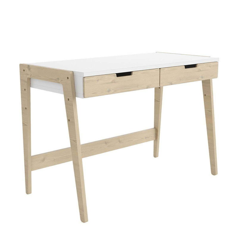 babyonlineshop Nature Kid Cory Schreibtisch weiß/natur höhenverstellbar aus Kiefer und MDF Letzte 3 Tage