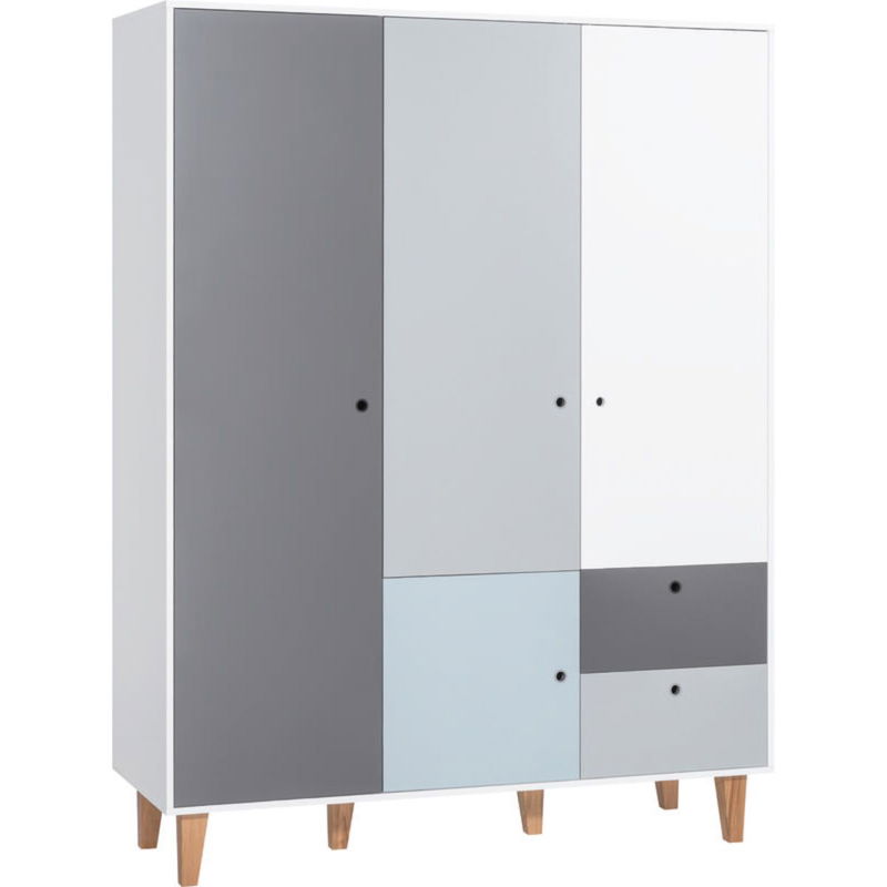 babyonlineshop VOX Concept Baby Kleiderschrank 3-türig blue white/grey/graphite