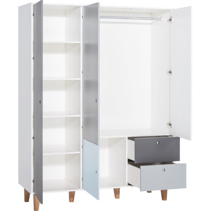 babyonlineshop VOX Concept Baby Kleiderschrank 3-türig blue white/grey/graphite JETZT KAUFEN