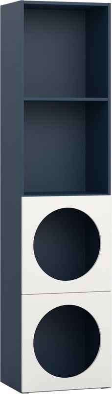 babyonlineshop Vox RELI - Bücherregal schmal mit Frontoption: 6 Gehäuse: Indigo Front: Alabasterweiß
