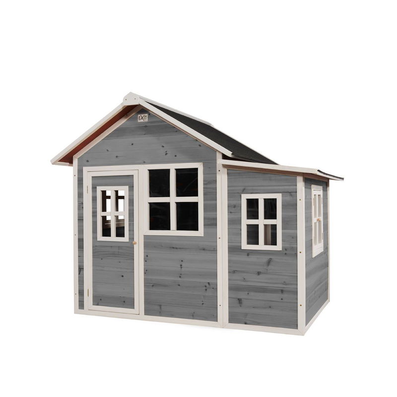 babyonlineshop EXIT Loft 150 Holzspielhaus - grau klares Design - mit Anbau