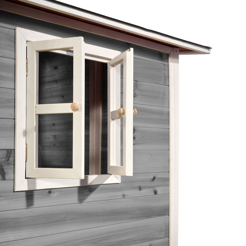 babyonlineshop EXIT Loft 150 Holzspielhaus - grau klares Design - mit Anbau Kostenloser Versand international