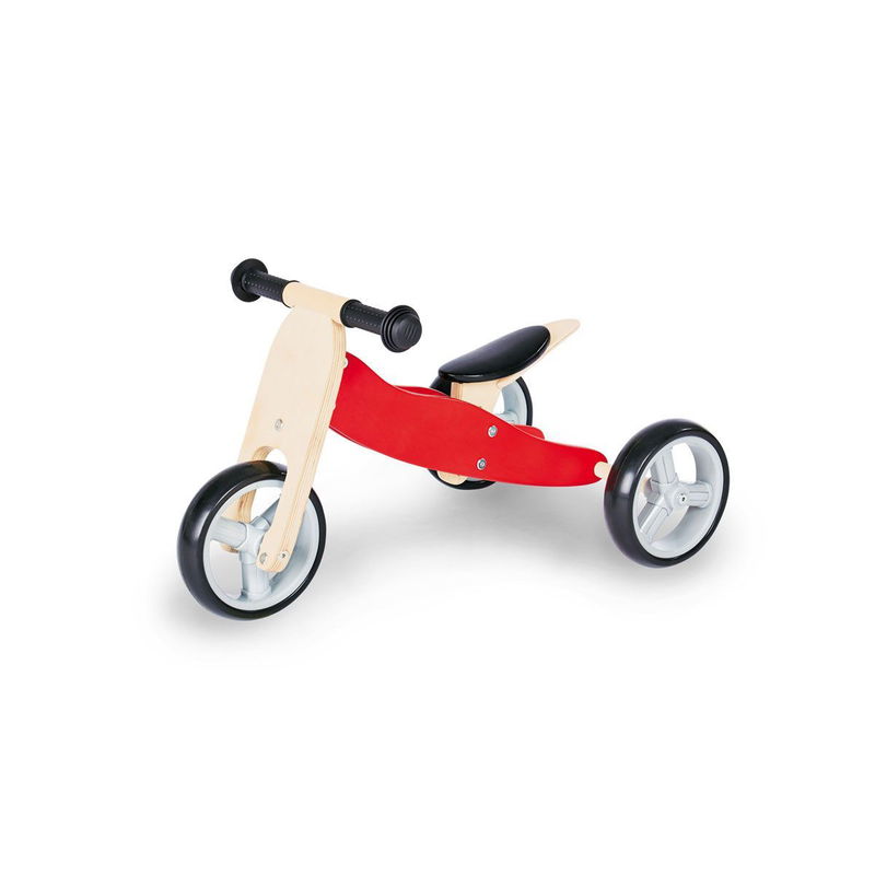 babyonlineshop Pinolino Mini-Laufdreirad Charlie rot/natur Birke massiv klar und rot lackiert - zum Toppreis