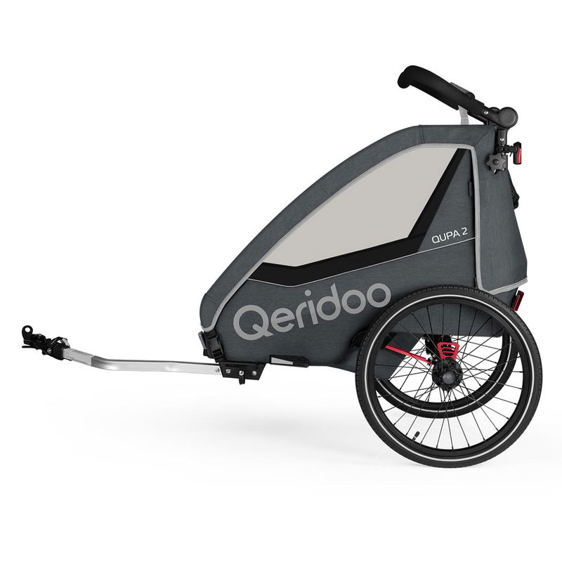 babyonlineshop Qeridoo Qupa2 Grey Fahrradanhänger 360-Grad-Buggyrad und Deichsel 2023