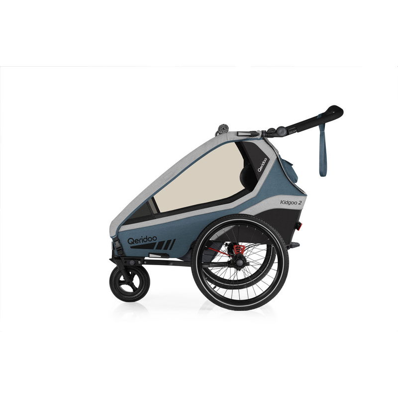 babyonlineshop Qeridoo Kidgoo 2 Fahrradanhänger Navy Blue mit Joggerfunktion