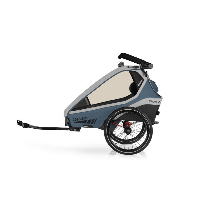 babyonlineshop Qeridoo Kidgoo 2 Fahrradanhänger Navy Blue mit Joggerfunktion Vatertagsangebot