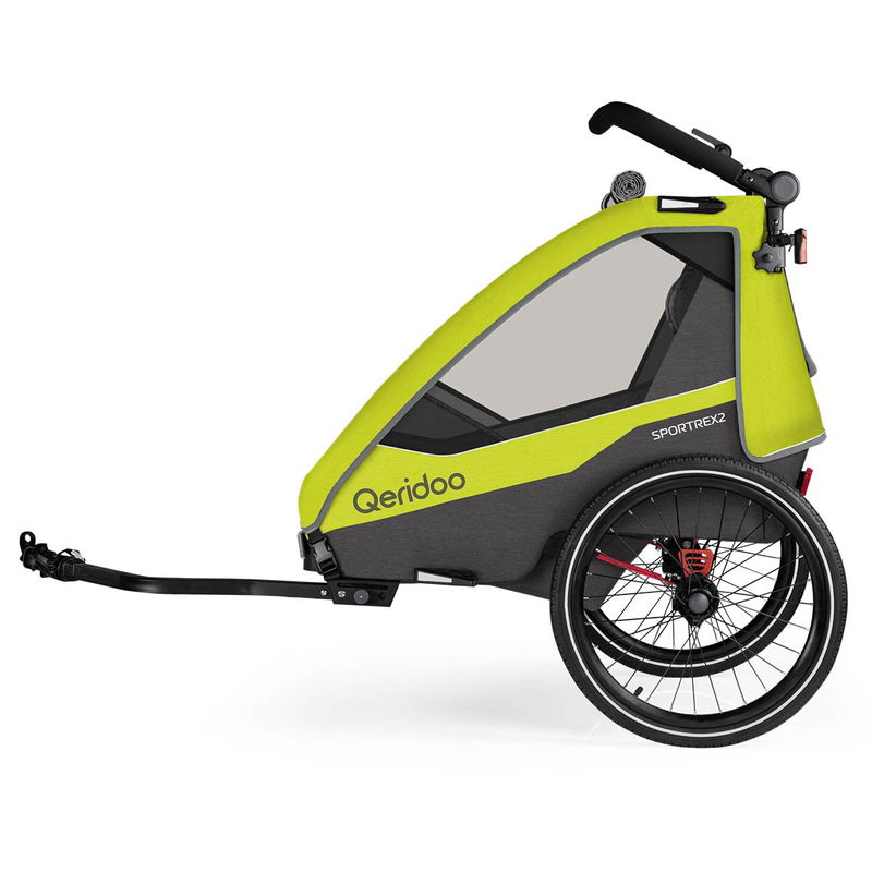 babyonlineshop Qeridoo Sportrex 2 Fahrradanhänger Lime Green 2023 limitiertes Design