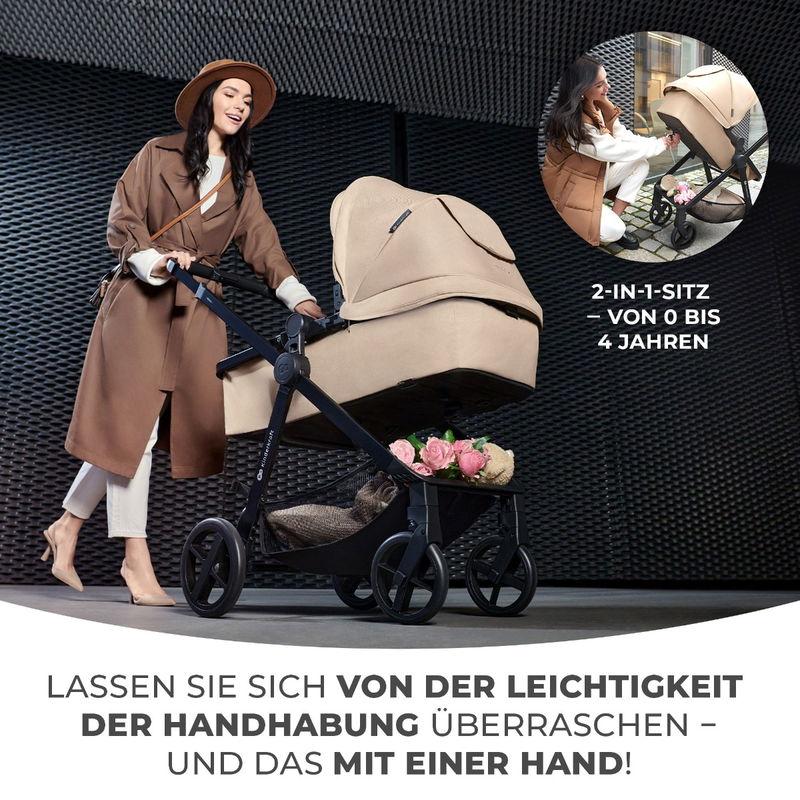 babyonlineshop Kinderkraft Kinderwagen 4in1 NEWLY Mink Pro classic black + base Jubiläumsangebot