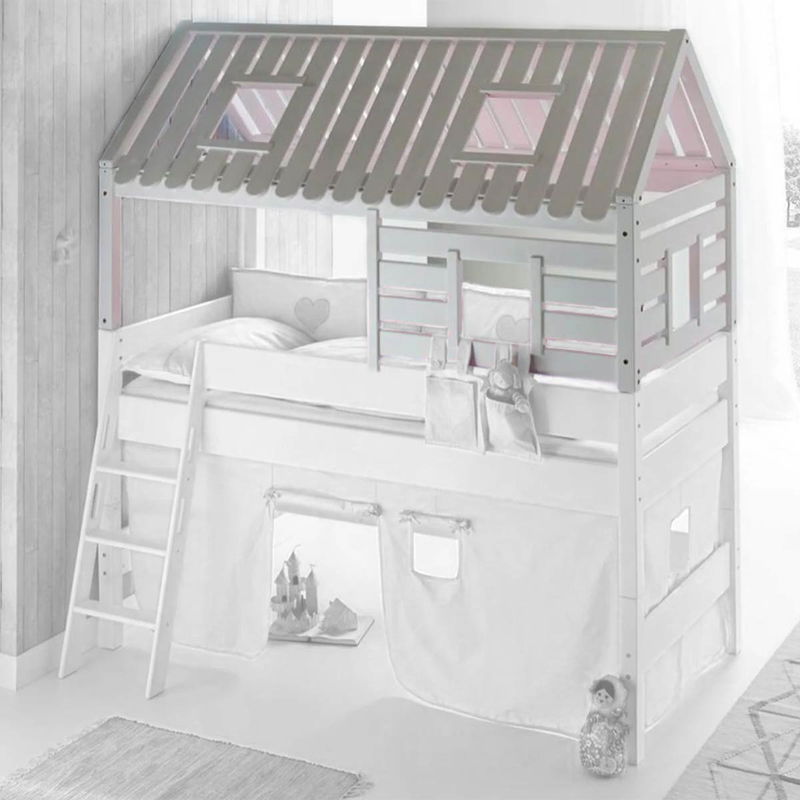 babyonlineshop Relita TOM's Holzhütte Aufbau für Eliyas und Kim ohne Rutsche Buche massiv weiß lackiert