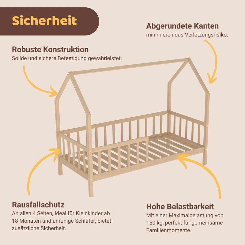 babyonlineshop Artkid Benni Hausbett Natur 90 x 200 cm Blitzangebot