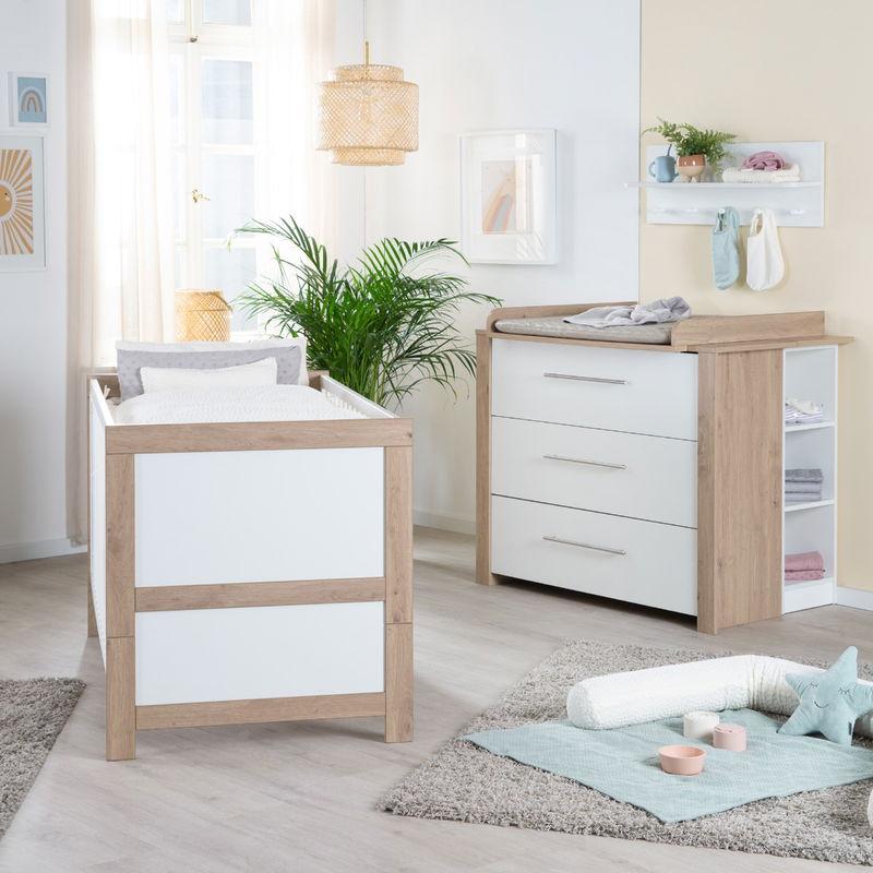 babyonlineshop Roba Malo Kinderzimmer Sparset Weiß/Eiche-Holzdekor
