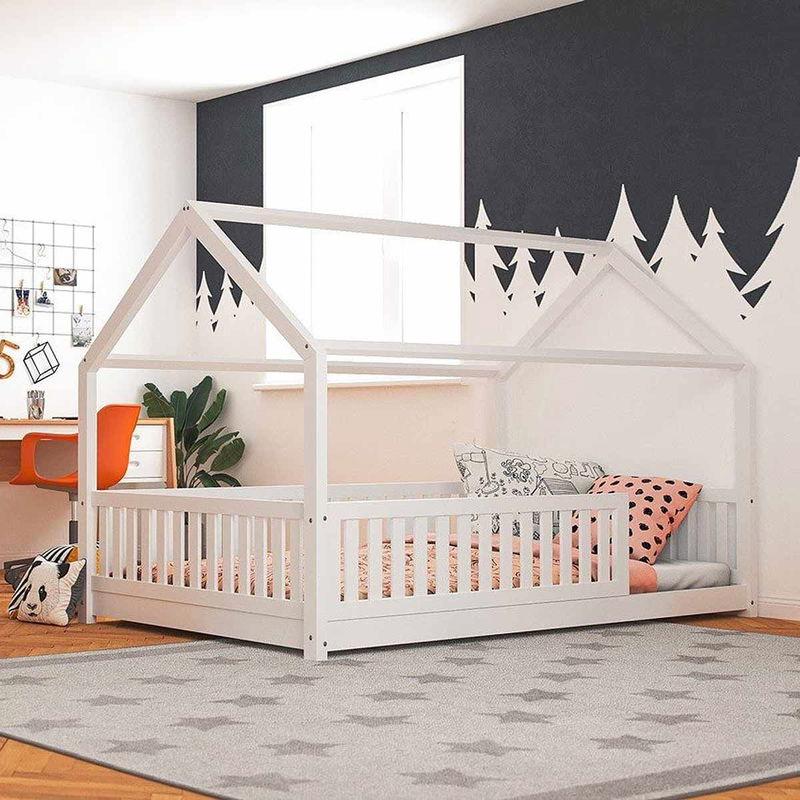 babyonlineshop Nature Kid Lilly Hausbett Kiefer weiß lackiert Liegefläche 120 x 200 cm