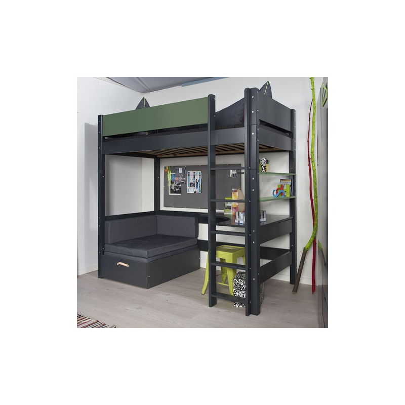 babyonlineshop Manis-h Hochbett FENRIS 90x200 cm einfarbig mit Sofamodul - 22 Farben wählbar Tägliche Deals