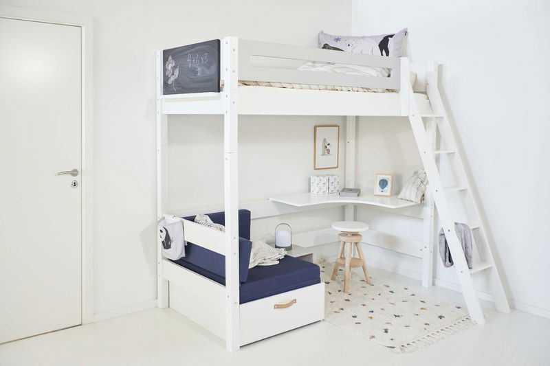 babyonlineshop Manis-h Hochbett FENRIS 90x200 cm einfarbig mit Sofamodul - 22 Farben wählbar Tägliche Deals