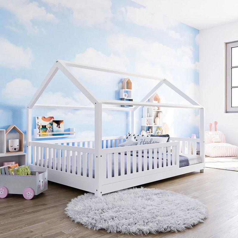 babyonlineshop Nature Kid Lilly Hausbett Kiefer weiß lackiert Liegefläche 140 x 200 cm