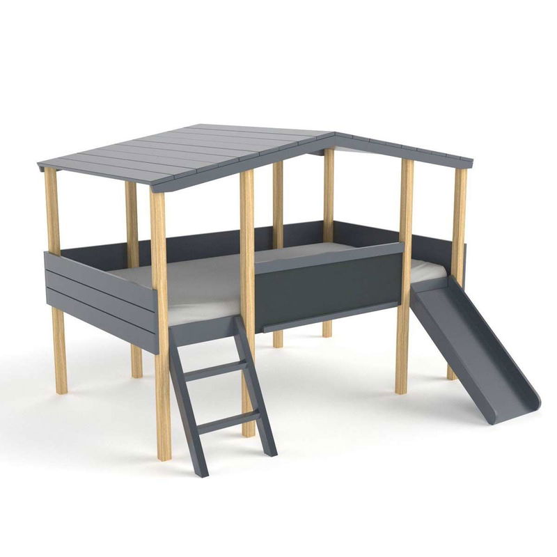 babyonlineshop Nature Kid Cory Hausbett anthrazit mit Rutsche Liegefläche 90 x 200 Begrenzte Freigabe